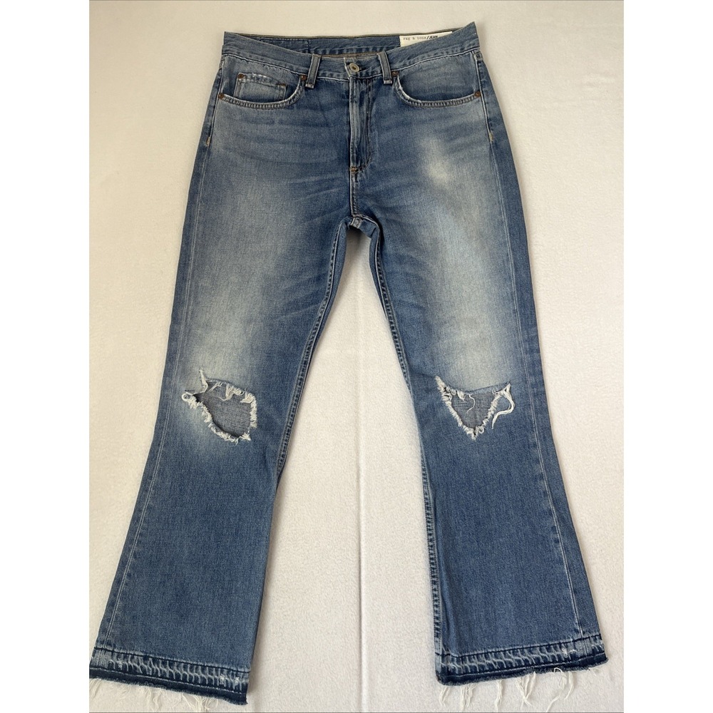 Rag & Bone Vintage Crop Flare Jeans Womens 28 Carlsbad Blue Denim W1794K273CAR
